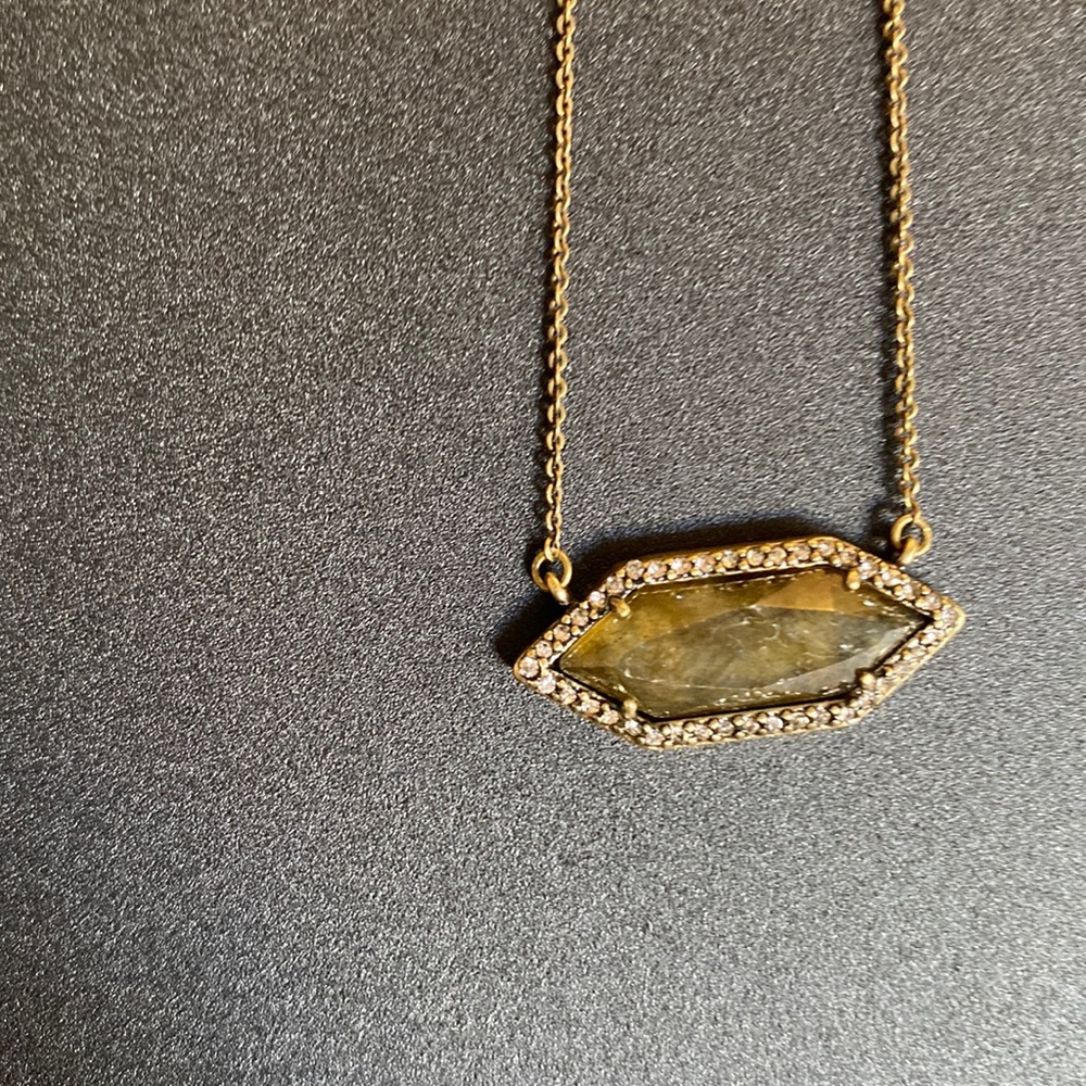 Spear stone pave necklace. Smoke grey Brand new with tags. 15 in plus 3 in e…